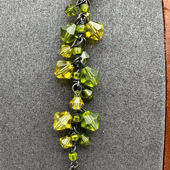 Citrine and Green 90s Era Beaded Choker Necklace - Picture 6 of 7